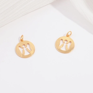 Pair of gold-plated S925 sterling silver hollow angel pendants for DIY necklaces