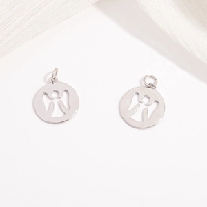 Polished S925 sterling silver hollow angel pendants for DIY jewelry making