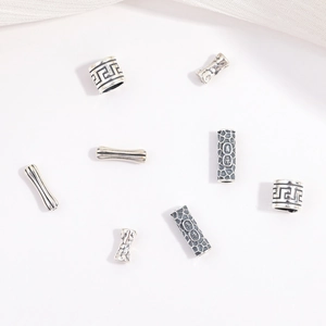 S925 Argento Sterling Distanziatori Perline Thai Argento Antico Finitura Cilindrica Barile Perla DIY Gioielli Accessorio