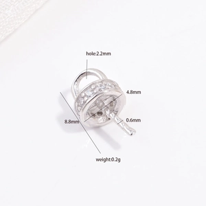 S925 sterling silver pearl pendant bail with cubic zirconia and size dimensions