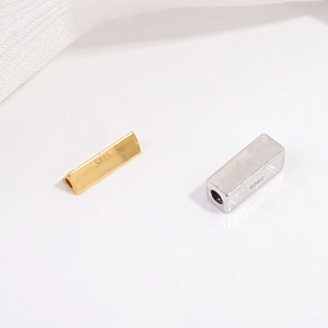 Geometric S925 sterling silver column beads in gold and silver for DIY jewelry making