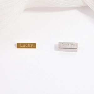 S925 Sterling Silver Lucky Letter Engraved Spacer Beads Triangle Square Geometric DIY Jewelry Making Handmade Accessory