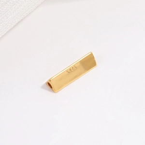 Polished S925 sterling silver gold-plated triangular column spacer bead for jewelry DIY