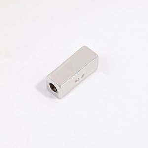 Polished S925 sterling silver rectangular spacer bead with hollow center for DIY jewelry