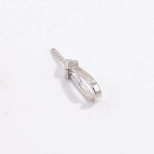 Macro shot of S925 sterling silver pearl pendant clasp connector for DIY jewelry