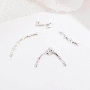 925 Sterling Silver Bamboo Joint Tube Beads DIY Handmade Jewelry Accessories Knot Round Bead Curved Tube Finding For Bracelet
