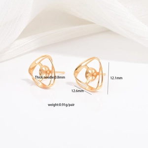 S925 sterling zilveren driehoekige holle parel oorknopjes instellingen 18K goud