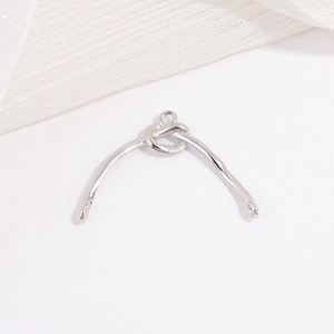 Minimalist S925 sterling silver bamboo joint curved tube connector for DIY jewelry