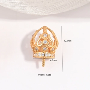Pendentif couronne en argent S925 doré avec zircon pour la création de bijoux DIY