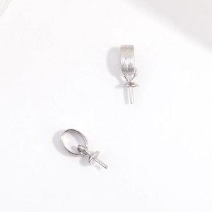 S925 sterling silver DIY pendant clasps with brushed and polished finishes for necklaces