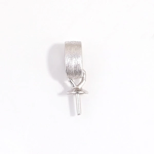 Detailed close-up of S925 sterling silver brushed finish U-shape jewelry clasp connector