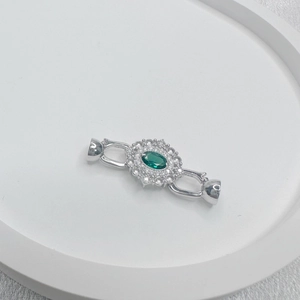 Chiusura per perle in argento S925 con zircone verde smeraldo per creazione gioielli
