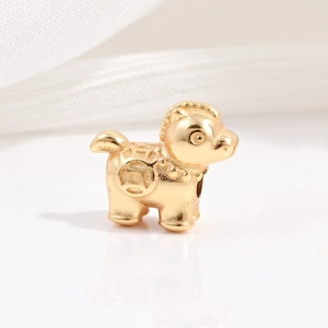 3D S925 sterling zilveren dierenriem paard kraal met gouden afwerking en muntpatroon