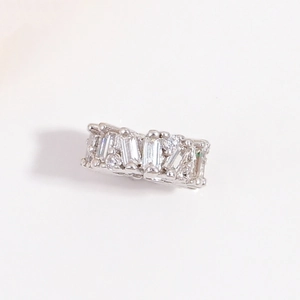 Macro shot of S925 sterling silver bead with cubic zirconia stones for DIY jewelry