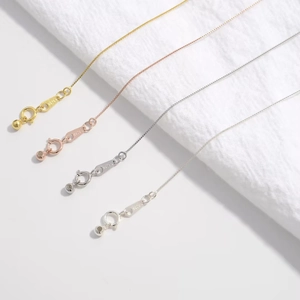 Minimalist S925 sterling silver adjustable O-chain necklace in four colors for women