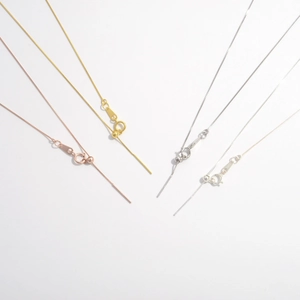 Adjustable S925 sterling silver box chain necklace with needle end in various finishes
