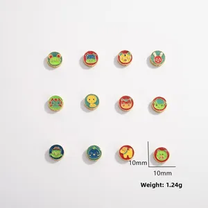 Set de 12 cuentas esmaltadas de los signos del zodiaco chino en plata S925 10mm