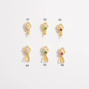 Macro detail of S925 silver flower heart jewelry clasps with micro-set colored zircon stones