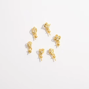 S925 silver gold plated flower pendants with zircon for DIY jewelry making sets