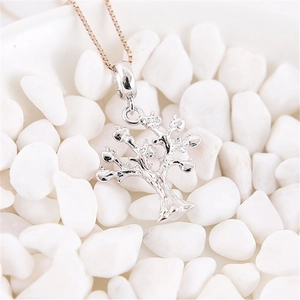 S925 sterling zilveren levensboom hanger met roségouden box ketting op witte steen