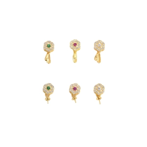 S925 sterling silver flower jewelry connectors with micro-pave crystals and colorful stones