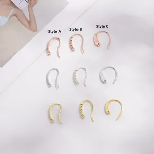 Crochets de boucles d'oreilles en argent S925 avec zircon en or, or rose et argent