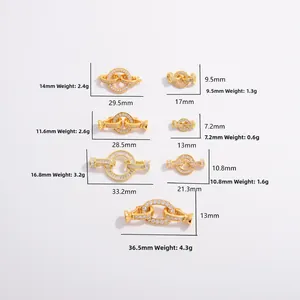 S925 silver micro-paved cubic zirconia jewelry clasps and connectors set in gold finish