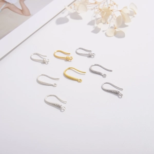 S925 Sterling Silver Earring Hooks Zirconia Inlaid U Shape Earwire For DIY Jewelry Making Components Accessory Findings