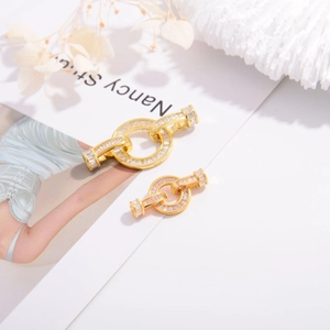 S925 sterling silver gold-plated jewelry connector clasp with micro-set zircon accents