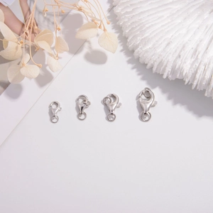 Set of four S925 sterling silver lobster clasps in various sizes for DIY jewelry making
