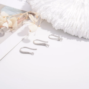 S925 sterling silver U-shaped earring hooks with cubic zirconia for DIY jewelry making