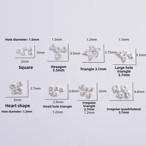 S925 sterling silver geometric spacer beads in heart and triangle shapes for jewelry DIY