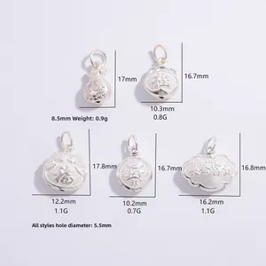 Ensemble de pendentifs en argent S925 avec motifs traditionnels et caractères chinois