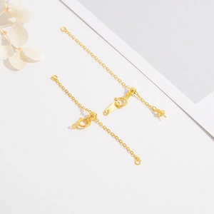 Cadenas de extensión ajustables de plata S925 bañada en oro para creación de joyas DIY