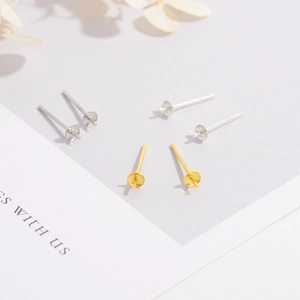 S925 sterling silver earring studs for DIY jewelry in silver and 22K gold plated finishes