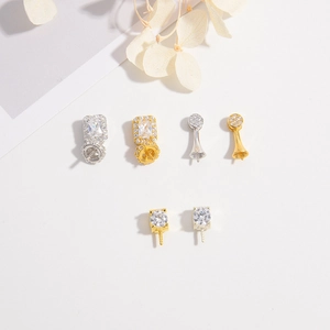 925 Sterling Silver Pendant Bail Zirconia Inlaid Connector For DIY Artificial Pearl Jewelry Making Accessories Gold Silver Plated