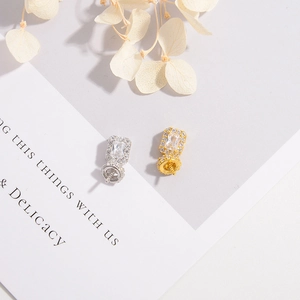 Elegant S925 silver pendant clasps with square zircon and pave diamonds for DIY jewelry