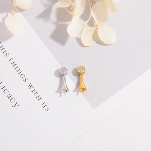 S925 silver bell-shaped jewelry pendants with cubic zirconia for DIY pearl necklaces