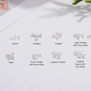 S925 sterling silver geometric spacer beads set including heart triangle and hexagon shapes