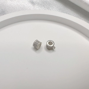 S925 sterling silver beads with zircon micro-pave for DIY jewelry making and pendants
