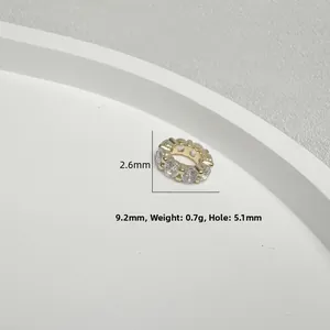 Επίχρυση χάντρα S925 9,2mm με ζιργκόν για χειροποίητα κοσμήματα DIY βραχιόλια