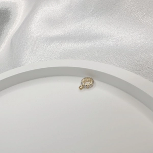 S925 silver gold gear bead with zircon inlay for DIY bracelet and necklace jewelry