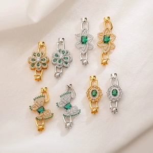 Perno in Argento Sterling 925 Strass Verde Smeraldo Farfalla Fiore Petalo DIY Catena Solo Chiusura Connettore Gioielli Accessorio
