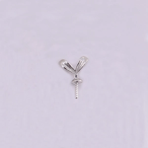 Detail shot of S925 sterling silver bunny ear pendant setting with material hallmark