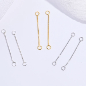 Tige de Boucle d'Oreille en Argent Sterling 925 Chaîne Box Accessoires Bijoux DIY pour Création de Boucles d'Oreilles 30mm