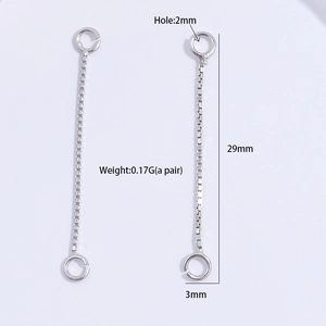 Fil d'oreille chaîne boîte en argent S925 DIY connecteur 29mm avec anneau 3mm