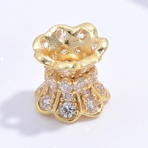 Squisito ciondolo a corona in argento S925 dorato con zirconi per braccialetti fai-da-te