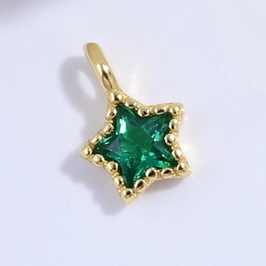 Ciondolo a stella dorata con cristallo verde per la creazione di gioielli moda
