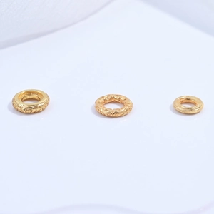 Tre anelli in argento S925 dorati con trama martellata vintage per accessori gioielli DIY