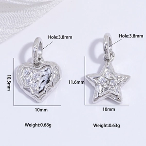 S925 zilveren hart- en sterhangers bezet met glanzende zirkonia-kristallen voor sieraden